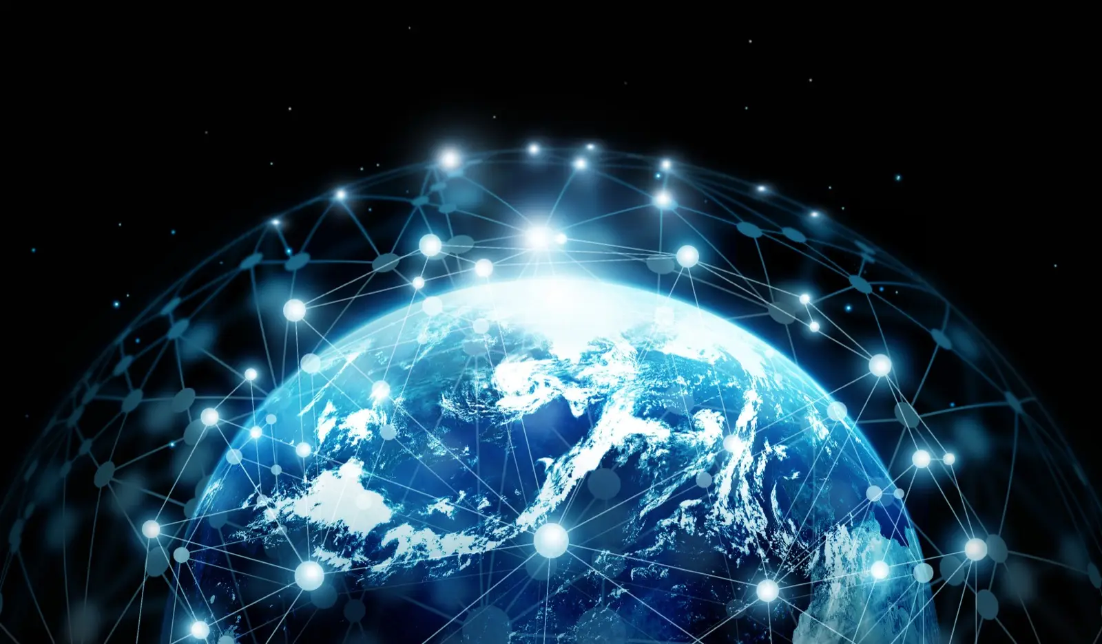 The globe wrapped in a network of connections, representing the automatic exchange of tax information under CRS 2.0 and CARF