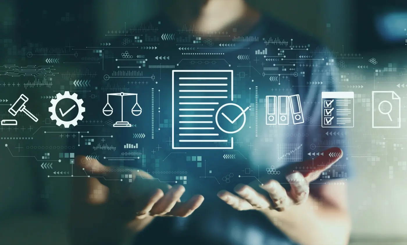 Compliance and legal icons projected over a desk, the substance a UAE entity has to be able to evidence